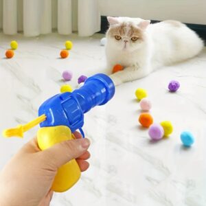 Cat Toys Interactive Launch Training Creative Kittens Mini Pompoms Games Stretch Plush Ball Toys Cat Supplies Pet Accessories